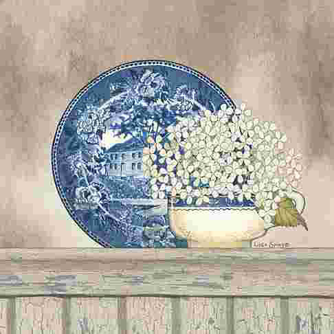 " Farmhouse Blues I " by Linda Spivey Painting Print, 12" H x 12" W 