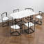 Ensemble de salle à manger moderne 7 pièces avec table de cuisine compacte en faux marbre 55 pouces et chaises noires et blanches-89602106