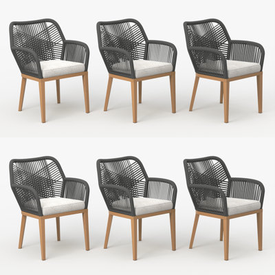 Outdoor Dining Chair Of 6, Woven Wicker Dining Armchairs With Cushions (set Of 6)