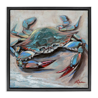  Art mural crabe bleu avec griffes rouges par Lindsay Kivi Fine Art