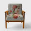 «Guerline - Fleurs peintes en rouge sur carte postale II - Fauteuil d'appoint rembourré de style campagnard-760968394