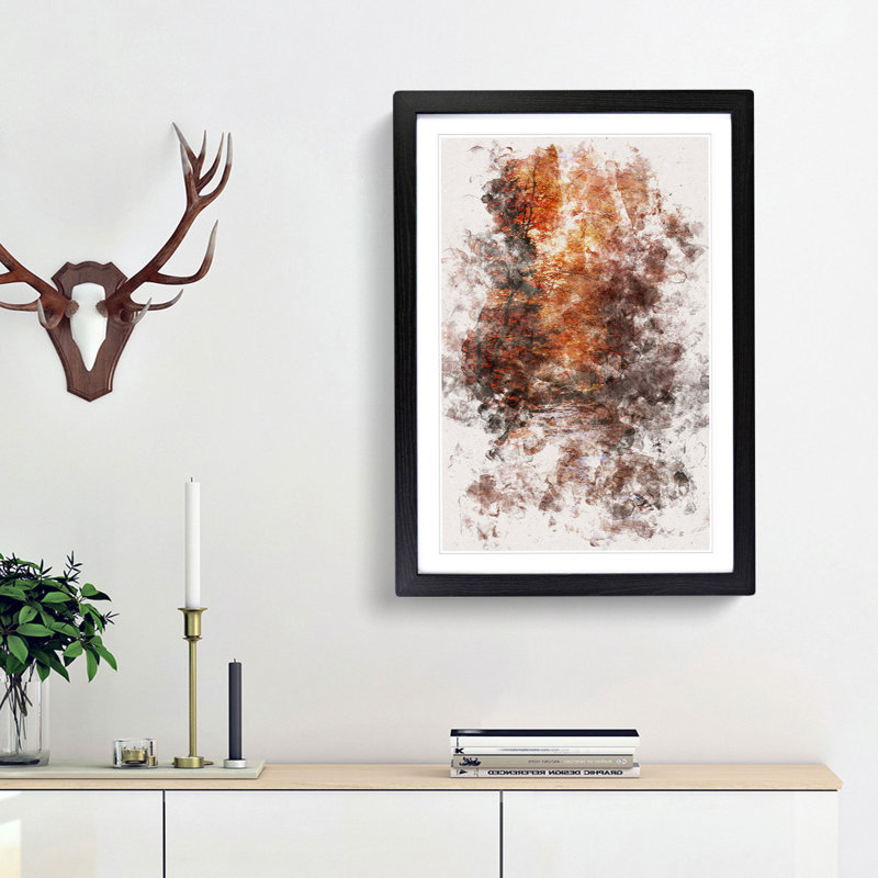 The Woodland Stream - Picture Frame Graphic Art, 45cm H x 33cm W x 2cm D, Black Framed
