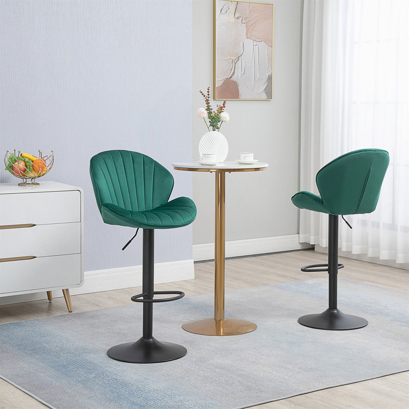 Tabourets réglables avec dossier et repose-pieds, chaises de bar à hauteur de comptoir pour la cuisine, Vert