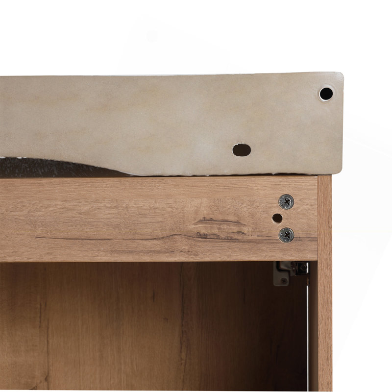 Meuble-lavabo mural 28 po avec lavabo en céramique blanche et porte à fermeture en douceur, emballage KD