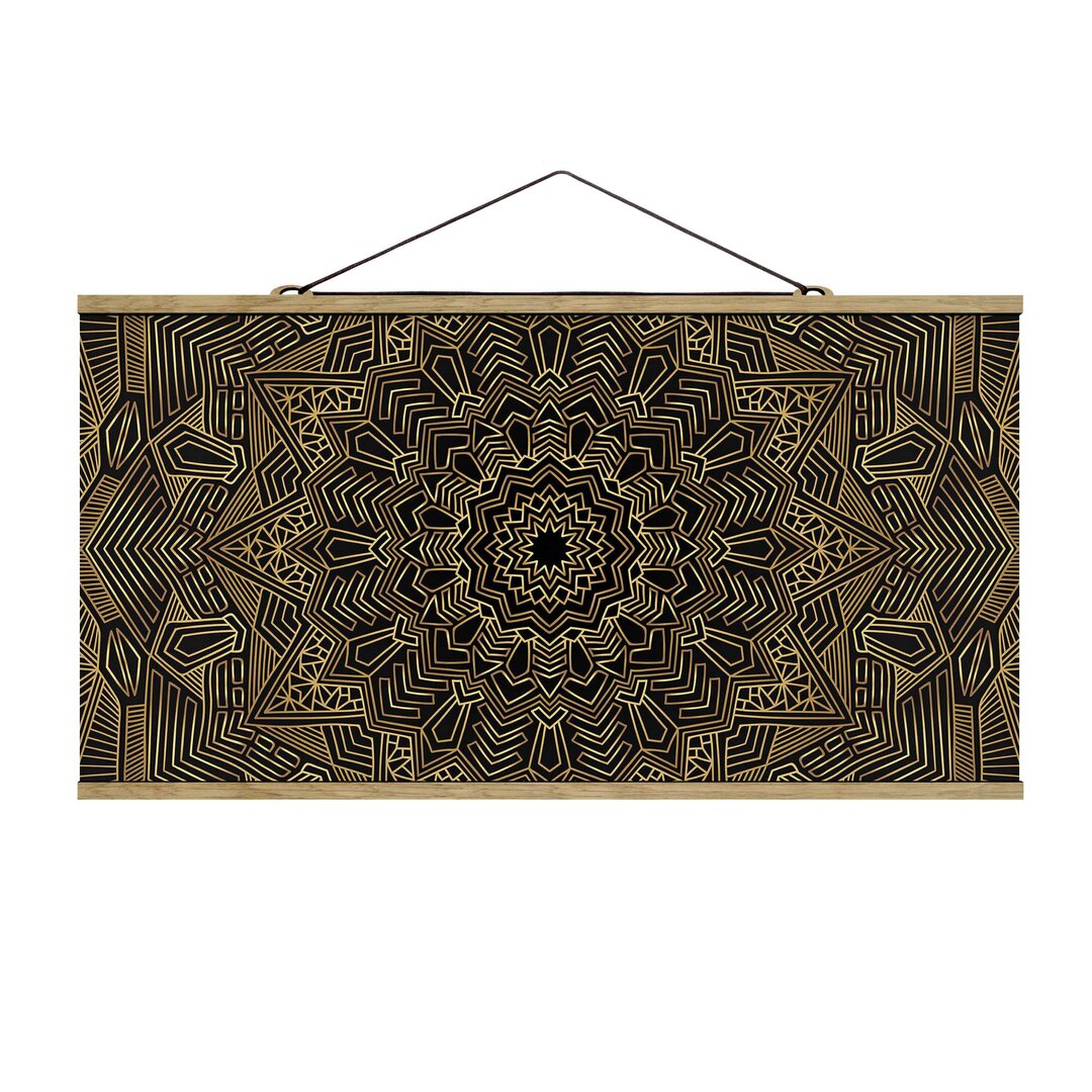 Stoffbild Mandala Star Pattern Gold Black