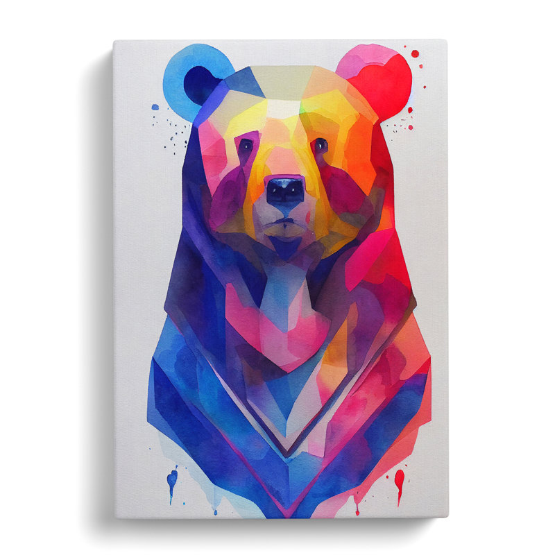 Splashed Bear No.1 Abstract - Wall Art, Wrapped Canvas, 50cm H x 35cm W, No Matte