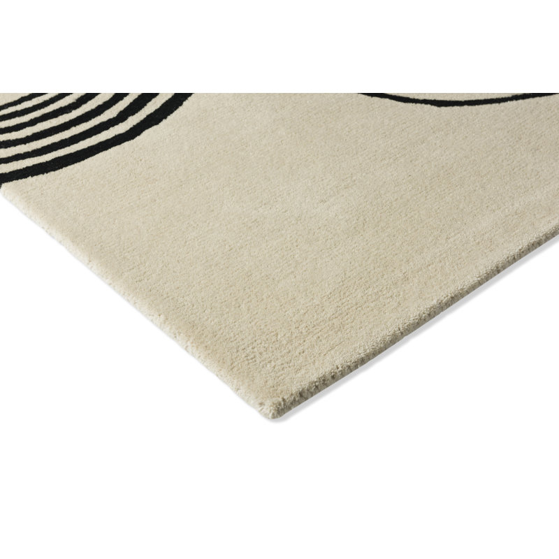 Decor Hand Tufted Wool Abstract Area Rug in Black/Soft Sand, Rectangle 6'7" x 9'2"