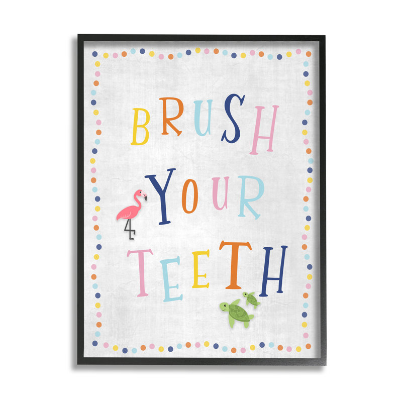 «Brush Your T dents», art mural surdimensionné tortue de flamant rose par Natalie Carpentieri, H 30 po x l 24 po