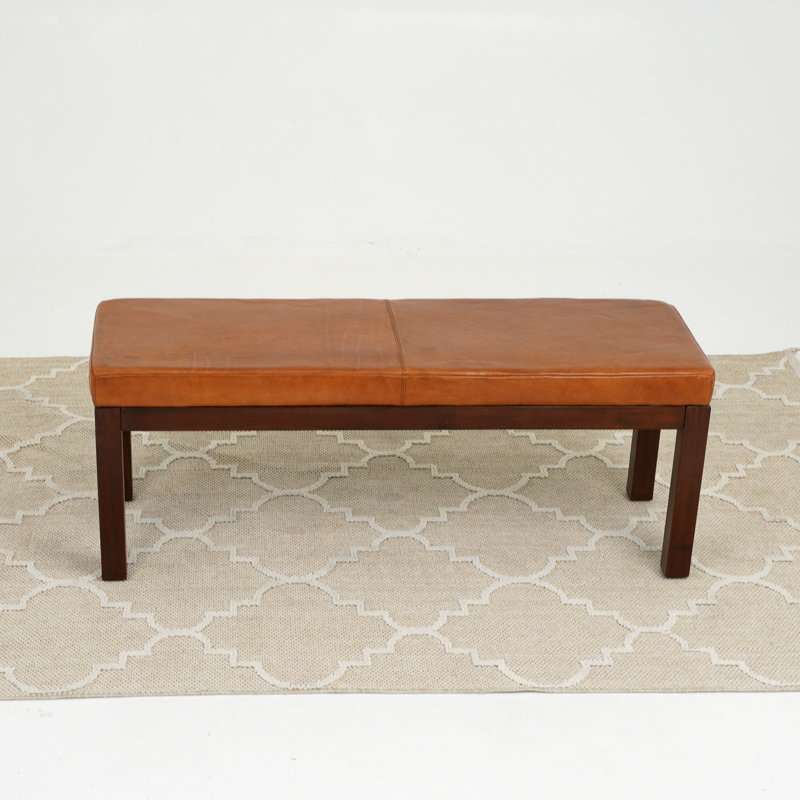 Lewie Genuine Leather Upholstered Bench