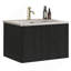 Meuble-lavabo flottant rayé en chêne noir brossé de 24 po avec lavabo en céramique blanche, meuble-lavabo une pièce sans drain-1173572588