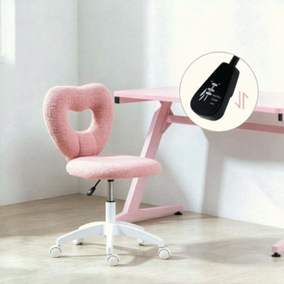 Chaise de bureau pivotante mignonne, chaise pivotante avec dossier en forme de cœur, chaise de bureau sans accoudoirs, chaise de coiffeuse pivotante