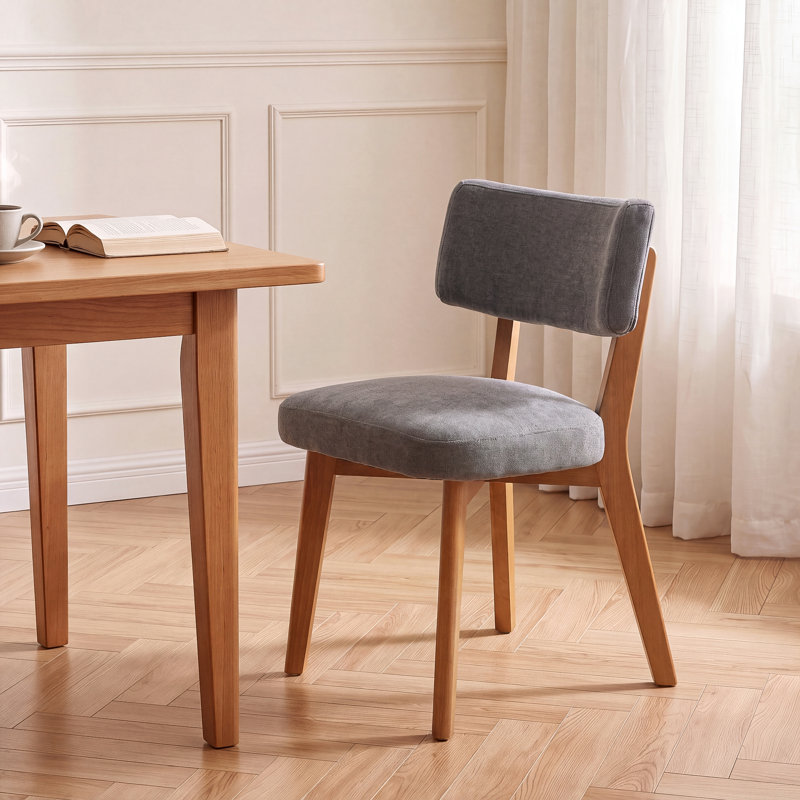 46 cm H Linen Side Chair in Grey