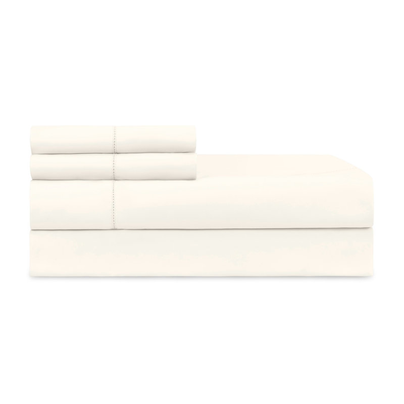 Polycotton Cotton-Blend Sheet Set, Ivory, Twin Sheet Set + 2 Pillowcases
