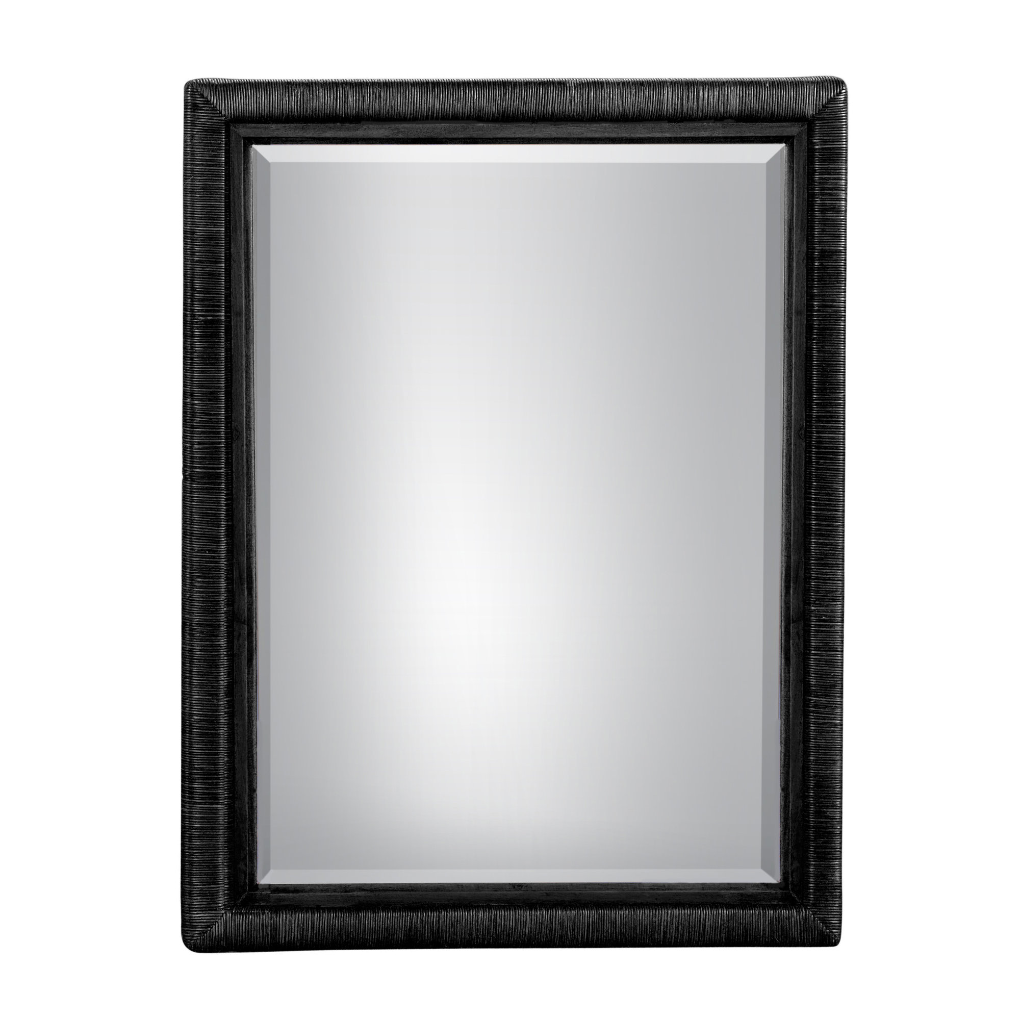 Monterey Rattan Flat Mirror, Black