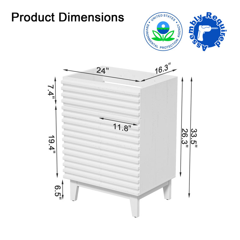 Ensemble de meuble-lavabo simple autoportant 24 po avec comptoir en céramique Marilyse, Blanc