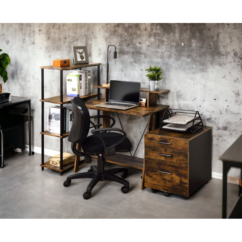 Shepard Rectangular Writing Desk with Open Storage, Oak