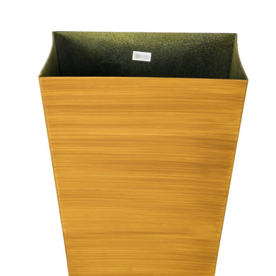 3Pcs 28" Tall Outdoor Planters, Large Taper Faux Wood Plastic Pots. Drainage Holes & Plug. For Indoor, Patio, Garden, Tan Of 3 Tapered Flower Holes, Dark Brown