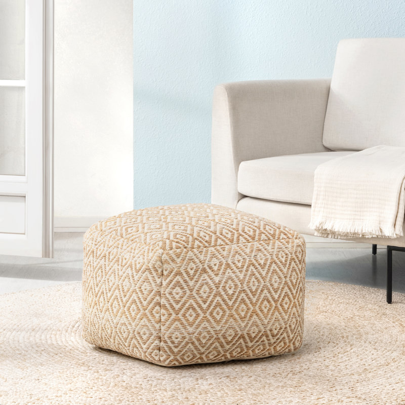Flintridge Upholstered Pouf, Mustard