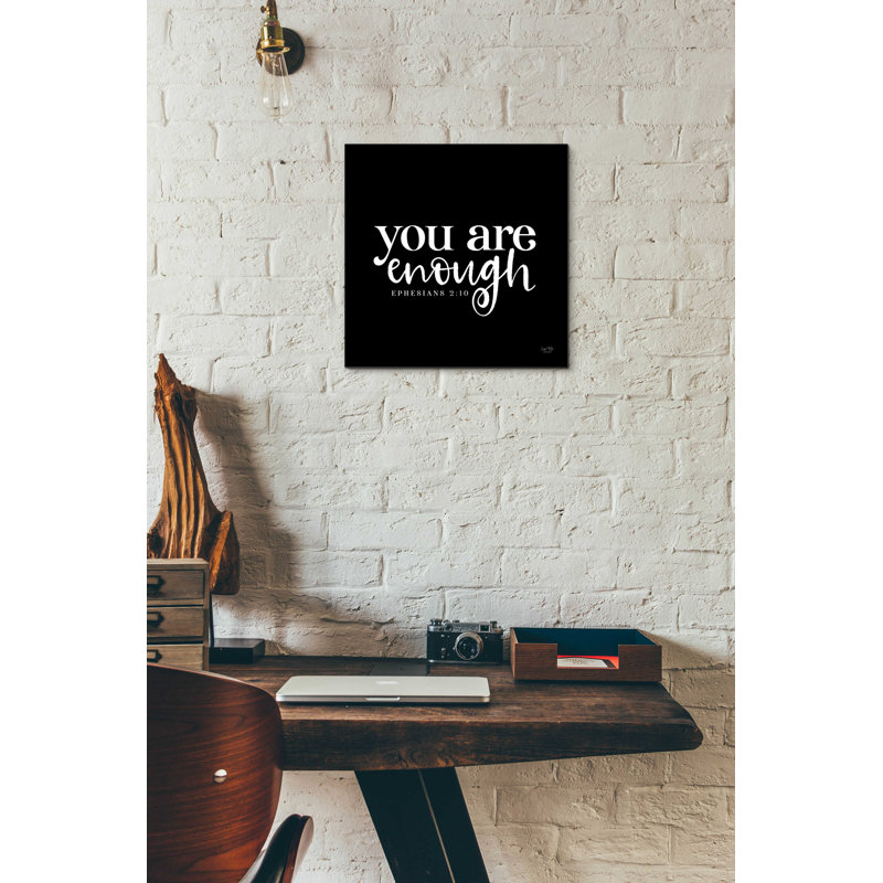«You Are Enough» par Lux + Me - Art textuel sans cadre, H 12 po x l 12 po x P 0,13 po