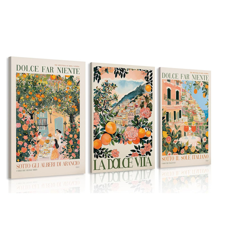 3 Piece Wrapped Canvas Print, 40 cm H x 90 cm W