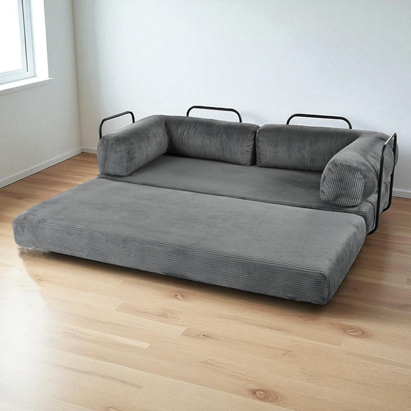 Canapé-lit modulaire rembourré modulaire sans os, Polyester gris