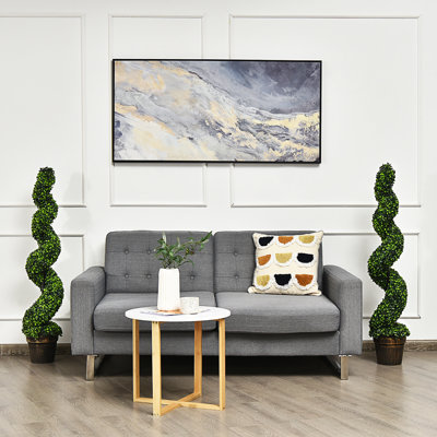 47'' Faux Boxwood Topiary in Cement Pot
