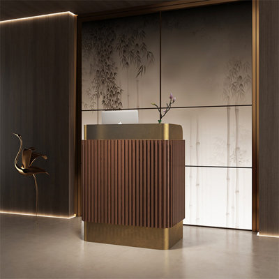 Contemporary Rectangular Manufactured Wood Reception Desk