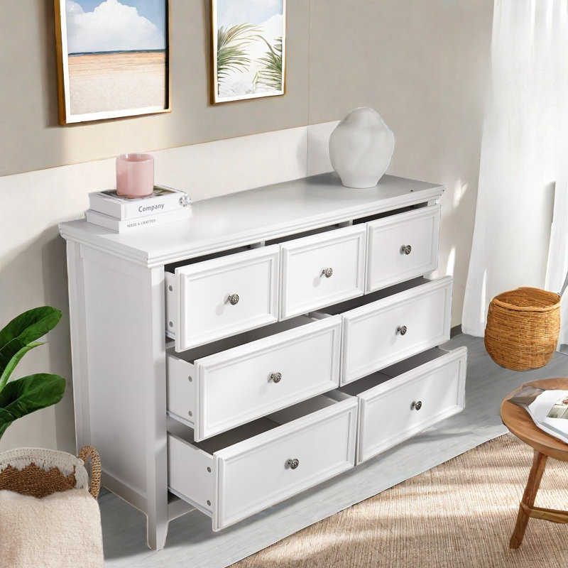  Versilia Farmhouse Dresser with 7 Drawers and Metal Handles, White