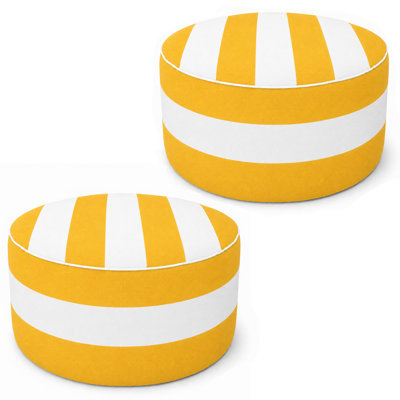 2 Pack Outdoor Inflatable Ottoman 21"x21"x9", Fade-Resistant Patio Footrest Stool with Carry Handle, Portable Pouf for Patio, Garden, Camping and Indoor Use-Toucan Paradise Black