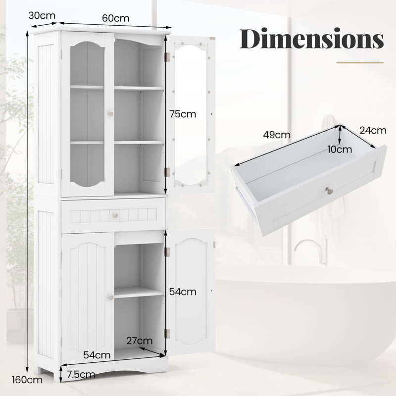 Freestanding Bathroom Cabinet, White