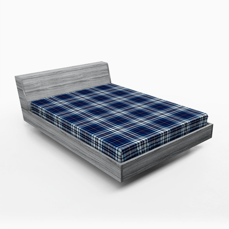 Microfiber Plaid Fitted Sheet, Full Fitted Sheet, Plaid 1, Blue Red