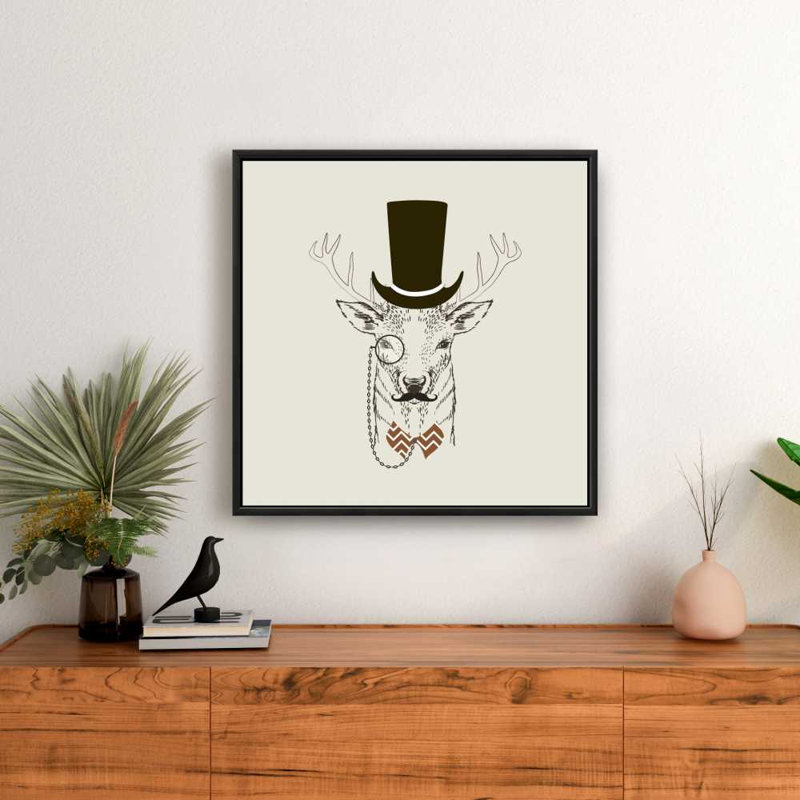 Roe Deer Canvas - Rustic Brown Framed Home Decor
