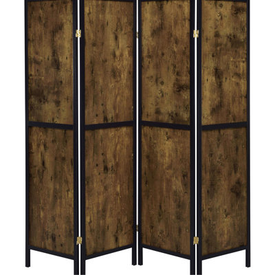 Paravent antique en muscade 4, aspect rustique pour la division de pièce dans une chambre de retraite, environnement de séparation de chambre à coucher de 69,5 pouces de largeur, profondeur de 0,77 po