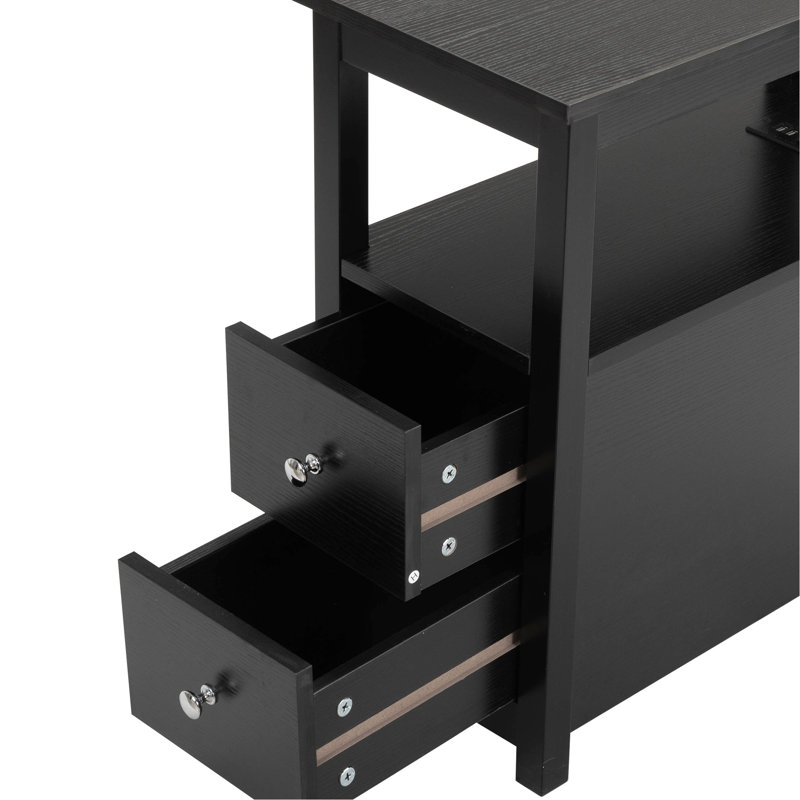 Table d'appoint noire avec charge - Espace pour le salon de la chambre à coucher