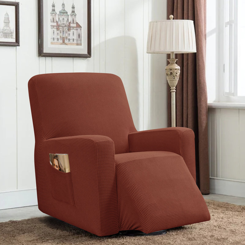 Housse pour fauteuil inclinable à coussins carrés/rectangulaires, Mélange de polyester brique