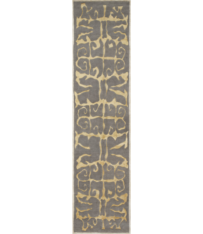 Contemporary Abstract Area Rug, Runner 3' x 12'