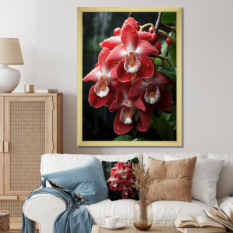 Orchidées tranquilles roses et blanches II - Orchidées murales, H 20 po x l 12 po x P 1 po, Cadre flottant doré