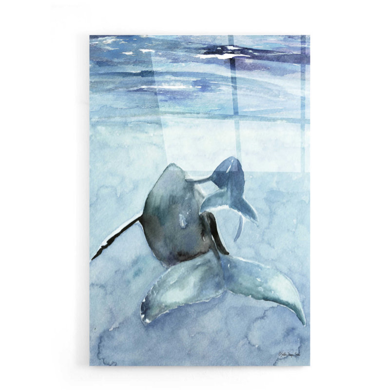 «Dolphin and Calf» par Stellar Design Studio, art mural en verre acrylique, H 24 po x l 16 po