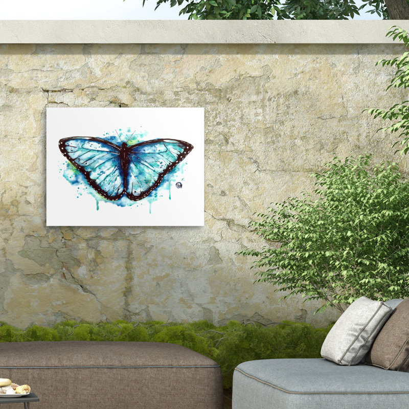 Toile extérieure avec papillon bleu Lisa, H 14 po x l 19 po