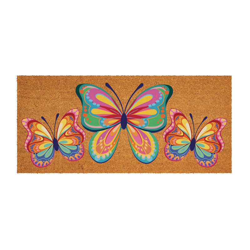 Bunny Blooms Bows & Butterfly, Flocked Coir Sassafras Switch Mat 22"x10"