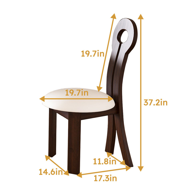 2 chaises de salle à manger en bois de noyer foncé avec coussin en cuir PU pour cuisine brun de 2, et un look équilibré
