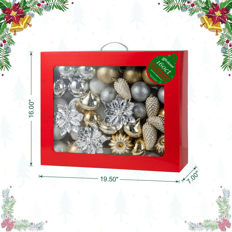 Elegant Silver & Gold Shatterproof Christmas Tree Ornament Set
