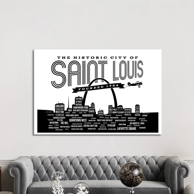 St. Louis Quartiers Skyline - impression sur toile tendue, H 8 po x l 12 po x P 0,75 po