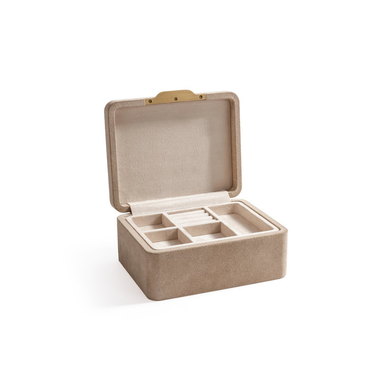 Boîte à bijoux en suède avec plateau amovible Linea