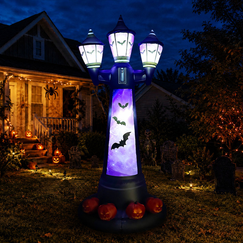  Lampadaire gonflable lumineux 8,4 pi avec base de citrouille