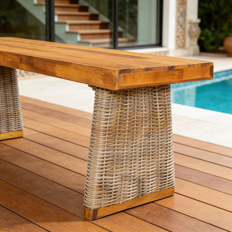 Banc de patio en bois, Teck brun