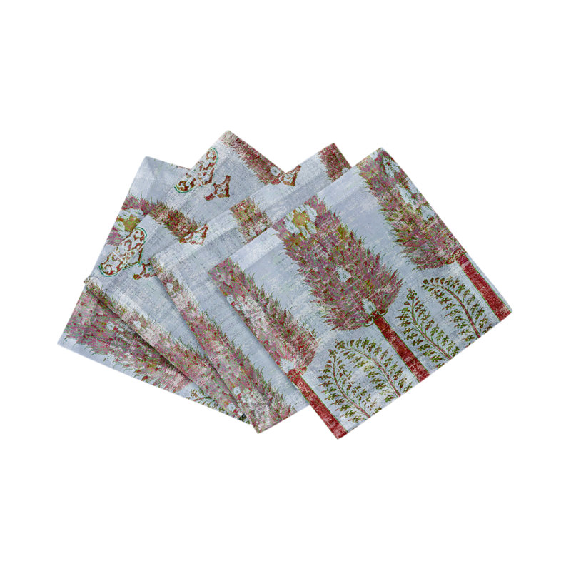 Topkapi Garden Cotton Sateen Cocktail Napkins, Evergreen