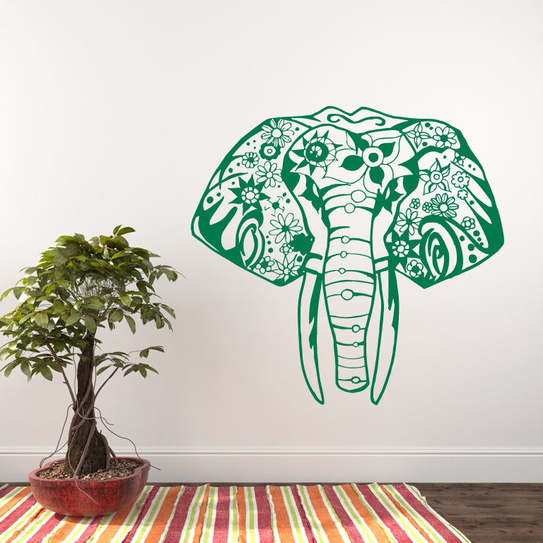 Décalcomanie murale éléphant yoga Litton, Vert