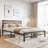 Platform Bed with Rustic Wood Headboard Metal Bed Modern Bed-122002490-86815501