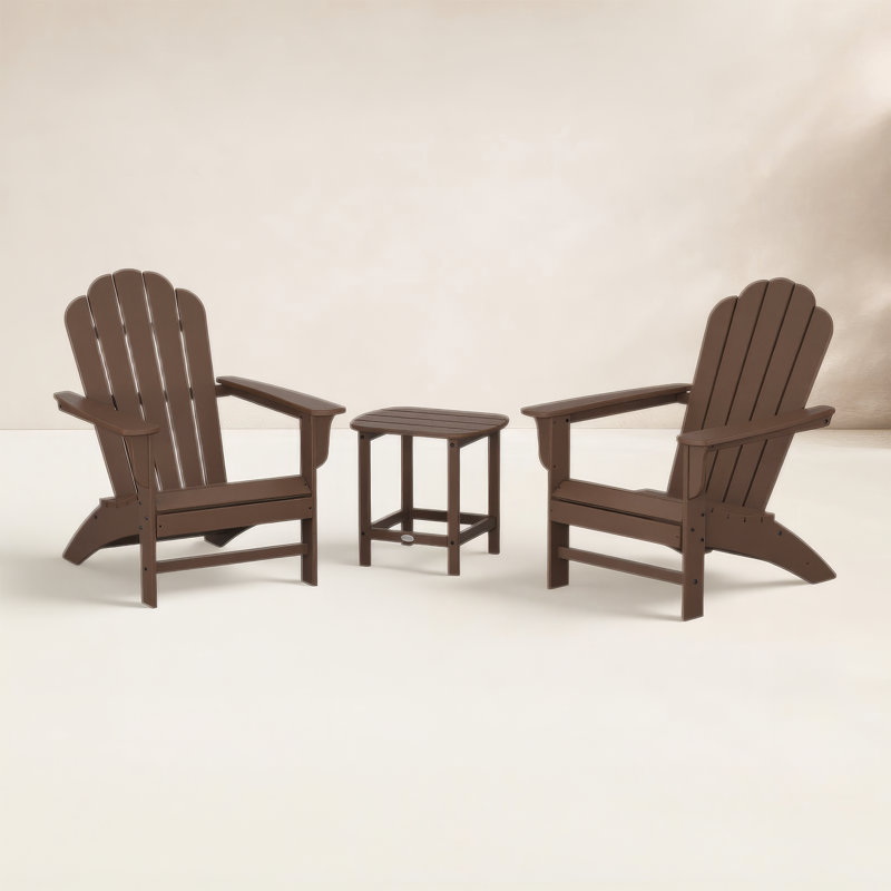 POLYWOOD Cottage Adirondack Chair Set, Brown